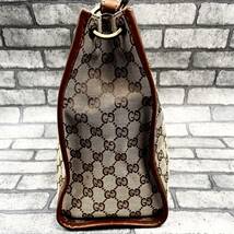 極美品●GUCCI グッチ レディース ショルダーバッグ ワンショルダー ハンド 2way 肩掛け GG柄 キャンバス レザー 本革 ブラウン 茶色_画像4