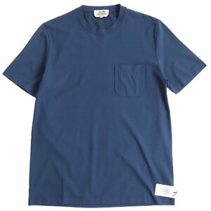  unused goods HERMES Hermes 2021 year made design pocket crew neck Short sleeve short sleeves T-shirt blue S Italy made regular goods men's 