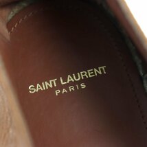 良品 SAINT LAURENT PARIS サンローランパリ 509616 レザー YSLロゴ刺繍 エスパドリーユ/スリッポン ブラウン 42 スペイン製 メンズ_画像8