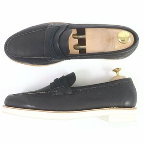 極美品 John Lobb ジョンロブ TORE レザー Uチップ スリッポン モカシン フラットシューズ ローファー ブラック 8.5 イングランド製 メンズの画像3