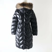 極美品 MONCLER モンクレール ALBIZIA ロゴワッペン フォックスファー・フード付き ZIP ロングダウンコート ブラック 1 レディース_画像4