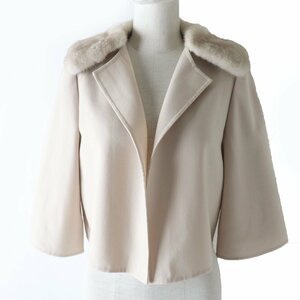 極美品 フォクシー ブティック 38682 Mink Whip Jacket フロントオープン ショートコート/ジャケット ベージュ 38 日本製 正規品