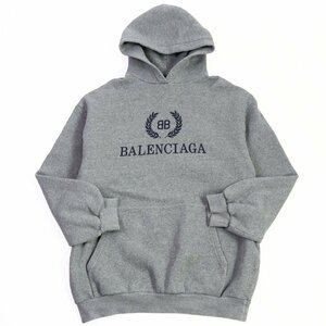 【ドンドン見直し】良品 バレンシアガ 18AW 547765 BBロゴ オーバーサイズ プルオーバーパーカー グレー L 正規品 メンズおすすめ