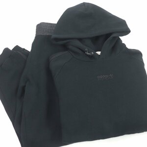 極美品 モンクレール ジーニアス 3 adidas 2022年製 HOODIE/JERSEY BOTTOMS ダウン使い パーカー ジャージ セットアップ 黒 L/S 伊製 正規