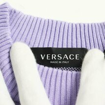 未使用品 VERSACE ヴェルサーチ 2021年製 1003120 メデューサ刺繍入り ニット セーター パープル ブラック 46 イタリア製 正規品 メンズ_画像5