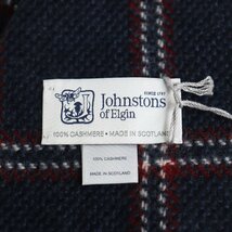 未使用品 Johnstons of Elgin ジョンストンズ カシミヤ100％ チェック柄 マフラー ストール ブルー レッド スコットランド製_画像5