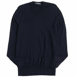  beautiful goods DOLCE&GABBANA Dolce & Gabbana cashmere silk black tag pull over long sleeve sweater knitted dark blue 48 made in Italy regular goods men's 