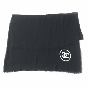 良品 CHANEL シャネル ウール カシミヤ混 スパンコール ココマーク 大判 ショール/ストール ブラック レディース