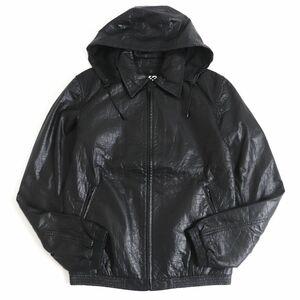 極美品□Y-3/ワイスリー ヨウジヤマモト アディダス A2F001 ZIPUP ラムレザー ブルゾンジャケット/パーカー ブラック XS 正規品 メンズ