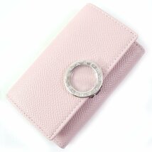 未使用品 BVLGARI ブルガリ 30424 ブルガリ ブルガリ グレインカーフレザー ロゴクリップ 6連 キーケース ライトピンク 箱付き イタリア製_画像1