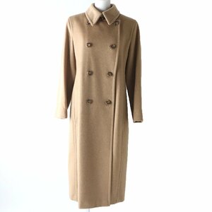 極美品 Max Mara マックスマーラ キャメル100％ 白タグ ロング丈 ダブルブレスト コート キャメル 44 イタリア製 正規品 レディース