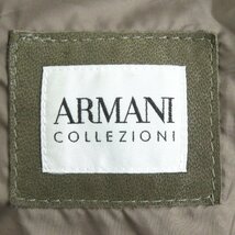 良品 ARMANI COLLEZIONI アルマーニコレッツォーニ ラムレザー スタンドカラー ジャケット ブルゾン カーキ系 46 正規品 メンズ_画像6