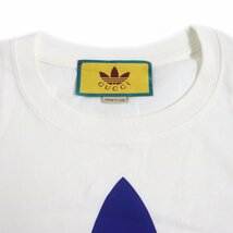 未使用品 GUCCI グッチ adidas 22SS 548334 コットン トレフォイル ロゴプリント 半袖Ｔシャツ ホワイト S イタリア製 正規品 メンズ_画像2