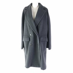 極美品 Max Mara マックスマーラ 白タグ カシミヤ混 ロングコート/ダブルチェスターコート グレー 40 イタリア製 レディース