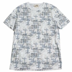 未使用品 HERMES エルメス NUAGE ホースビット 総柄 プルオーバー ショートスリーブ 半袖Ｔシャツ L イタリア製 正規品 メンズ