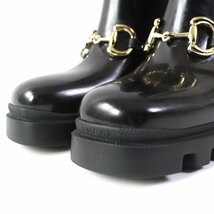 【ドンドン見直し】極美品 GUCCI グッチ 659707 ラバー ホースビット ショートブーツ レインブーツ ブラック 39 箱袋付 伊製 レディース_画像7