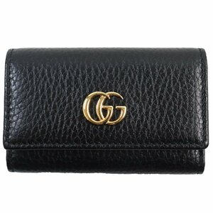 極美品 GUCCI グッチ 456118 GGマーモント 6連 レザーキーケース ブラック 箱・保存袋付き イタリア製 メンズ レディース