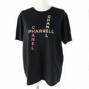 極美品 CHANEL シャネル ファレル・ウィリアムス 19SS P61052 スパンコールロゴ 半袖Ｔシャツ ブラック マルチ M 伊製 正規品 レディース