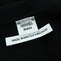 極美品★HERMES エルメス 2019年製 カシミヤ100％ ロゴ金具付 Vネック 膝丈 長袖 ニットワンピース ブラック 34 英国製 レディース_画像6