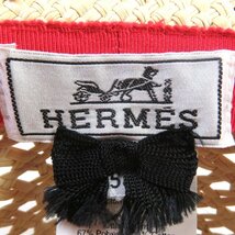 極美品□HERMES エルメス アデル シェーヌダンクル リボン付き ストローハット 麦わら帽子 カンカン帽 ベージュ 58 イタリア製 レディース_画像6