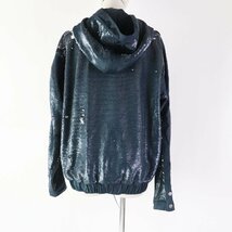 極美品 CHANEL シャネル P52914 スパンコール付 ココマークボタン ZIPUP ジャケット ブルーグリーン系 40 イタリア製 正規品 レディース_画像2