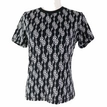 極美品◎HERMES エルメス 22SS 2E4600DG クリケティス コットン 半袖Ｔシャツ ブラック ホワイト 40 フランス製 正規品 レディース_画像1