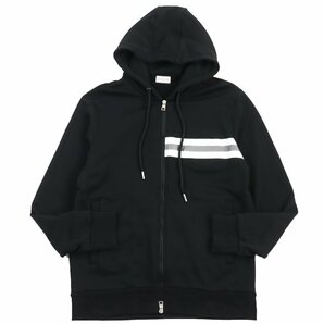 美品●MONCLER モンクレール 2020年製 ロゴエンボス ダブルジップ ジップアップ スウェットパーカー ブラック XL 正規品 メンズの画像1