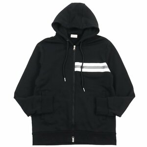 美品●MONCLER モンクレール 2020年製 ロゴエンボス ダブルジップ ジップアップ スウェットパーカー ブラック XL 正規品 メンズ