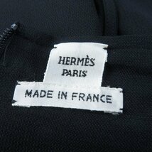 美品☆HERMES エルメス 2019年製 シルク混 ベルト付 ロング ノースリーブ ワンピース ブラック 34 フランス製 正規品 レディース_画像6