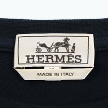 極美品●HERMES エルメス 2020年製 Hロゴステッチ入り 長袖Ｔシャツ カットソー ダークネイビー オレンジ M イタリア製 正規品 メンズ_画像5