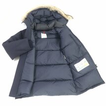 美品□MONCLER モンクレール AURELIEN ダブルジップ ファーフーデッド ダウンジャケット/コート パフィージャケット ネイビー 1 メンズ_画像3