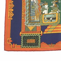 極美品□HERMES エルメス シルク100％ カレ90 ASTRES et SOLEILS 天体と太陽 スカーフ ストール ショール オレンジ系 仏製 レディース_画像5