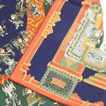 極美品□HERMES エルメス シルク100％ カレ90 ASTRES et SOLEILS 天体と太陽 スカーフ ストール ショール オレンジ系 仏製 レディース_画像7