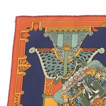 極美品□HERMES エルメス シルク100％ カレ90 ASTRES et SOLEILS 天体と太陽 スカーフ ストール ショール オレンジ系 仏製 レディース_画像3