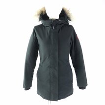 良品★CANADA GOOSE カナダグース 3037LA VICTORIA PARKA ヴィクトリアパーカー ファー・フード付 ダウンコート 黒 XS カナダ製 正規品_画像1