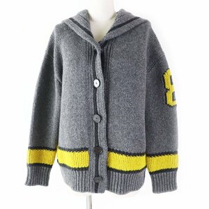 極美品◎クリスチャンディオール 22AW 244G53AM121 カシミヤ混 セーラーカラー ニットカーディガン グレー 40 伊製 正規品 レディース