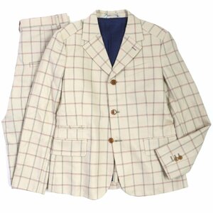  beautiful goods V Vivienne Westwood man John stone z company manufactured cloth use o-b Logo button check pattern setup beige 46 regular goods 