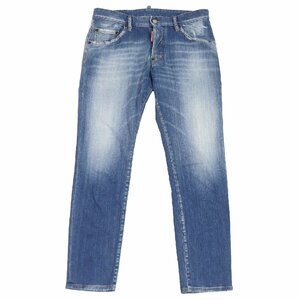 美品□ディースクエアード 23SS S74LB1276 Skater Jean ボタンダウン スキニージーンズ デニムパンツ インディゴブルー 48 イタリア製 正規