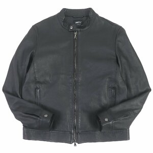 美品□EMMETI エンメティ JURI WZIP スタンドカラー ラムレザージャケット シングルライダース ブラック 48 イタリア製 正規品 メンズ