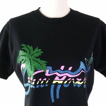 極美品△GUCCI グッチ 20AW 580762 コットン100％ HAWAII ラメプリント クルーネック 半袖Ｔシャツ ブラック XS 伊製 正規品 レディース_画像4