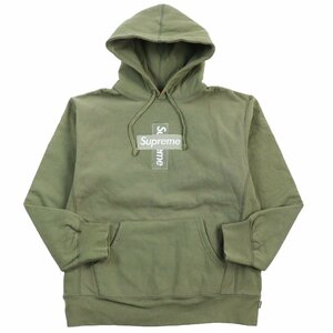 美品●Supreme シュプリーム 20AW Cross Box Logo Hooded Sweat Shirt クロスボックスロゴ スウェットパーカー カーキ M カナダ製 正規品