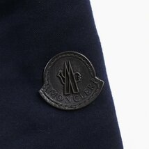 美品●MONCLER モンクレール 18-19AW RYAN ウール切り替え レザーロゴパッチ付き フーデッドダウンジャケット ネイビー 2 正規品 メンズ_画像8