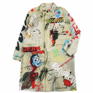 極美品●DSQUARED2 ディースクエアード 22SS S74AA0248 Street Art Trench Coat トレンチコート マルチカラー 44 イタリア製 メンズ 正規品