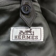 極美品●HERMES エルメス 裏地ロゴ刺繍入り ダブルブレストコート ハーフコート グレー 50 フランス製 正規品 メンズ 秋冬おすすめ◎_画像7