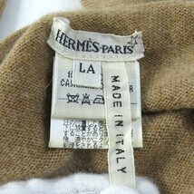 美品★HERMES エルメス カシミヤ100％ マルジェラ期 Hボタン付 Vネック 長袖 カーディガン ブラウン LA イタリア製 正規品 レディース_画像6