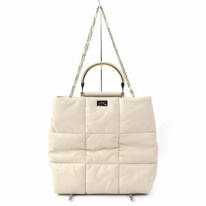 極美品△ザンケッティ 定価159500円 SAND CHAIN SHOPPER DAMA HANDLE 本革 3WAY チェーンショルダー ハンドバッグ ベージュ 袋付き 伊製