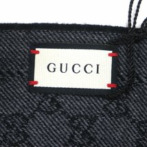 未使用品▼GUCCI グッチ 402093 ウール100% GG柄 フリンジ付き リバーシブル マフラー グレー ブラック イタリア製 正規品 メンズ_画像6