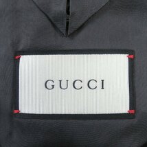 美品□GUCCI グッチ 337687 ウール ストライプ柄 シングル ブレザー スラックス スーツ 上下セットアップ グレー 46 イタリア製 正規品_画像8