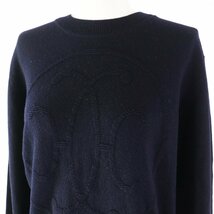 未使用品◎HERMES エルメス 24SS 4E2604D1 カシミヤ100％ Hリフト 長袖 ニット ダークネイビー 42 英国製 正規品 レディース_画像2