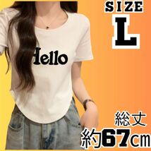 ロゴ Tシャツ HELLO ハロー レディース 白 ホワイト 白T 韓国_画像1